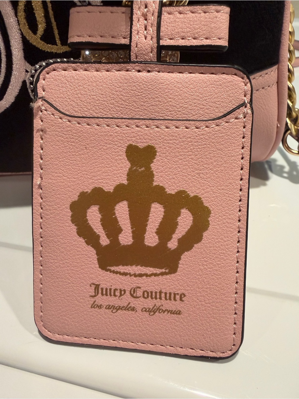Juicy Couture NWT Black & Pink Embroidered Dome Satchel Gold Hardware (P238 - Picture 11 of 16